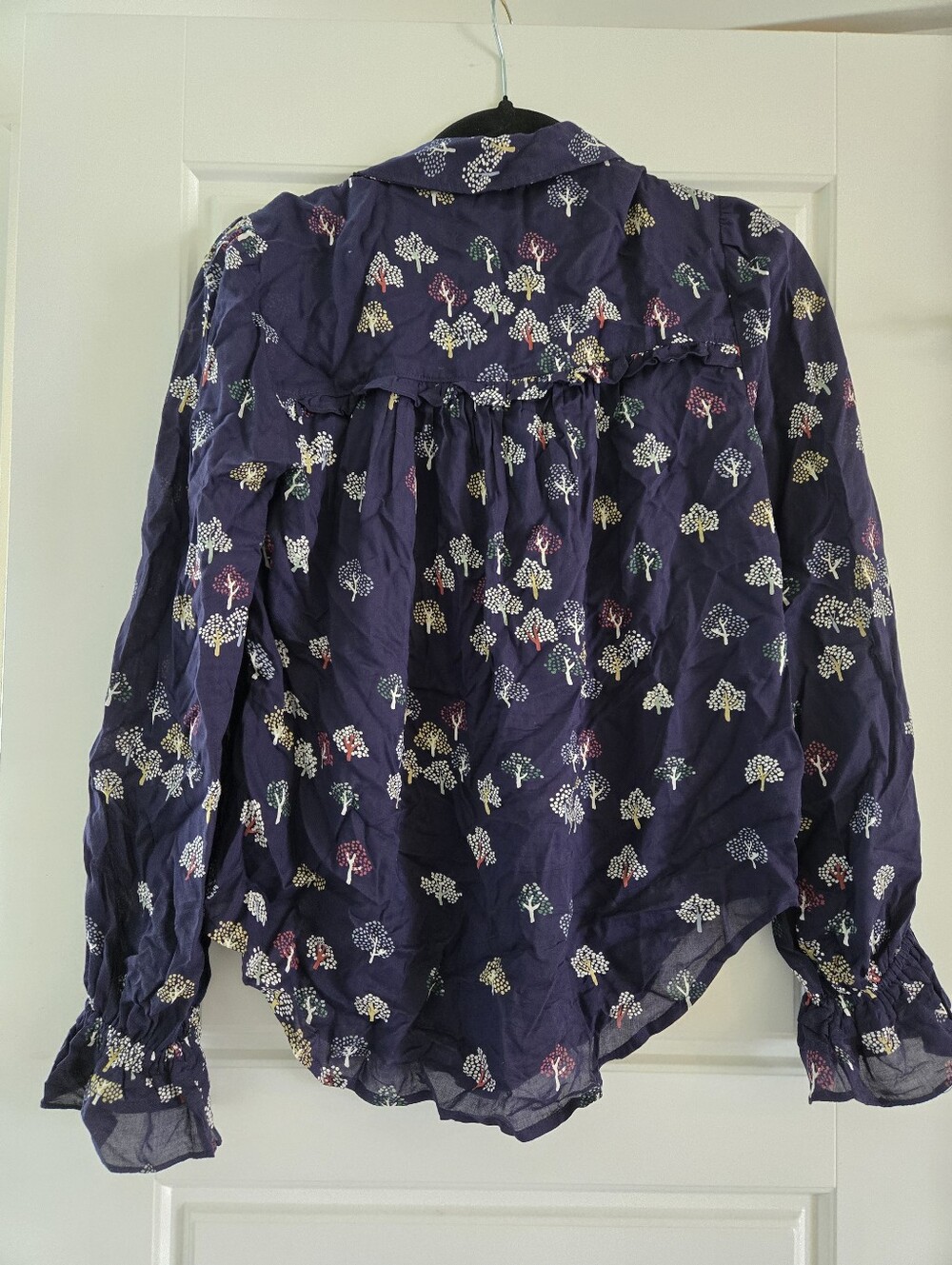 Maeve Women’s Navy Floral Button-Up Blouse - Picture 2 of 3